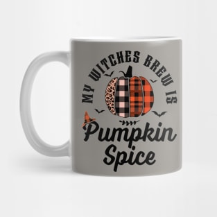 My Witches Brew Is Pumpkin Spice Halloween Plaid Leopard Mug